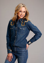 Load image into Gallery viewer, Lubbock Embroidered Denim Pearl Snap
