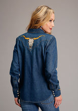 Load image into Gallery viewer, Lubbock Embroidered Denim Pearl Snap