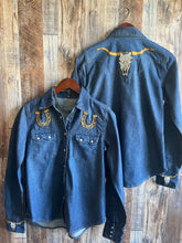 Load image into Gallery viewer, Lubbock Embroidered Denim Pearl Snap