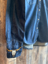 Load image into Gallery viewer, Lubbock Embroidered Denim Pearl Snap