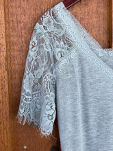 Load image into Gallery viewer, Carolina Lace Sleeve Top {Gray}