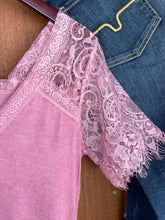 Load image into Gallery viewer, Carolina Lace Sleeve Top {Rose}