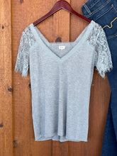 Load image into Gallery viewer, Carolina Lace Sleeve Top {Gray}