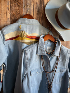 Agave Sky Denim Pearl Snap