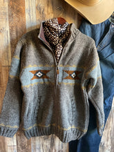 Load image into Gallery viewer, Navajo Knit Sweater Jacket Dark Natural {Men&#39;s}