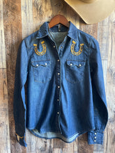 Load image into Gallery viewer, Lubbock Embroidered Denim Pearl Snap
