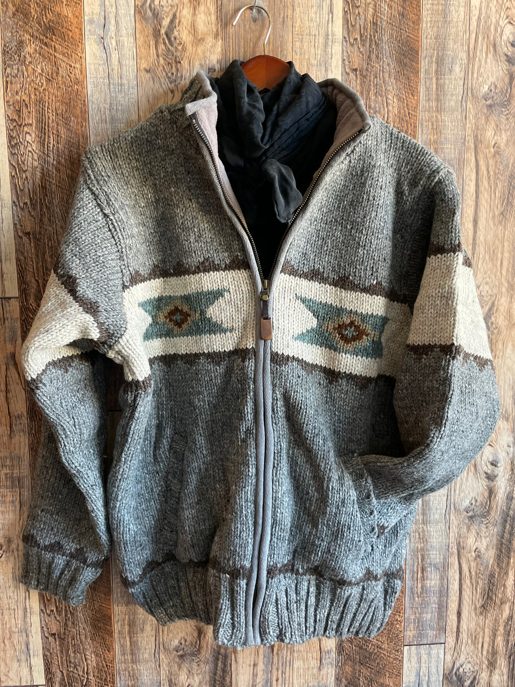 Navajo Knit Sweater Jacket Heather Gray {Men's}