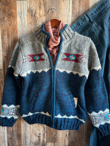 Mustang Knit Sweater Jacket {Indigo}