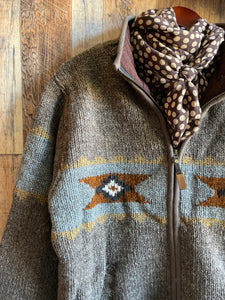Navajo Knit Sweater Jacket Dark Natural {Men's}