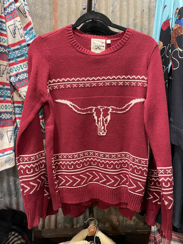 Butte Steer Sweater {Wine}