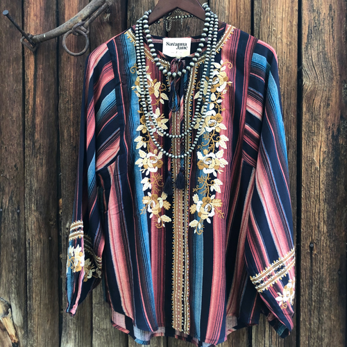 Santa Maria Embroidered Serape Blouse