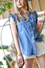 Load image into Gallery viewer, Frisco Ruffled Denim Top