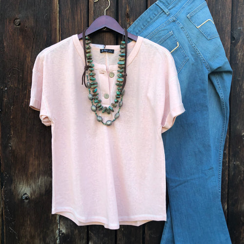 Grandby Blush Button Front Tee