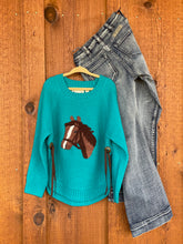 Load image into Gallery viewer, Turquoise Horse Sweater {Kids}