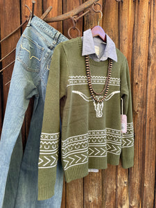 Butte Steer Sweater {Olive}
