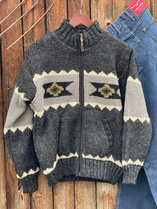 Navajo Knit Sweater Jacket Black {Men's}