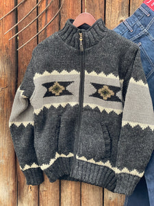Navajo Knit Sweater Jacket Black {Men's}