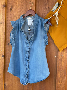 Frisco Ruffled Denim Top