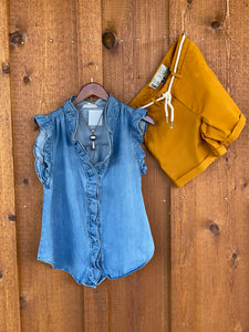 Frisco Ruffled Denim Top