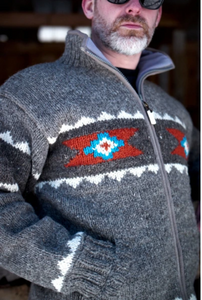 Navajo Knit Sweater Jacket Gray {Men's}