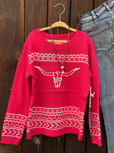 Butte Steer Sweater Pink {Kids}