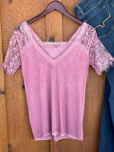 Load image into Gallery viewer, Carolina Lace Sleeve Top {Rose}