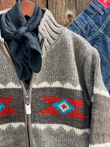 Navajo Knit Sweater Jacket Gray {Men's}