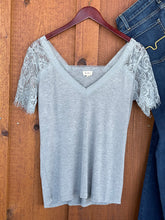 Load image into Gallery viewer, Carolina Lace Sleeve Top {Gray}