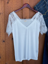Load image into Gallery viewer, Carolina Lace Sleeve Top {White}
