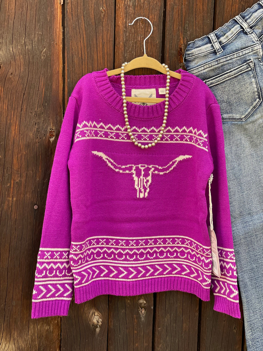 Butte Steer Sweater Purple {Kids}